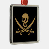 金ゴールドスカルと剣Calico Jackの海賊旗 メタルオーナメント (右)