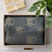 金ゴールドスカルパターン切り離し20x30ティッシュペーパー 薄葉紙 (ギフト)