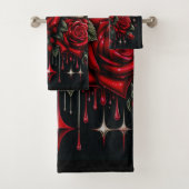 金ゴールドスカル&レッドローズスパークルゴシックグラマー バスタオルセット (インサイチュ)