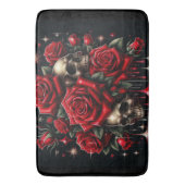 金ゴールドスカル&レッドローズスパークルゴシックグラマー バスマット (正面縦)