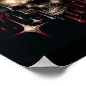 金ゴールドスカル&レッドローズスパークルゴシックグラマー ポスター (角)