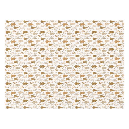 金ゴールドスカンジナビアスタイルクリスマスツリーパターン テーブルクロス (正面(横))