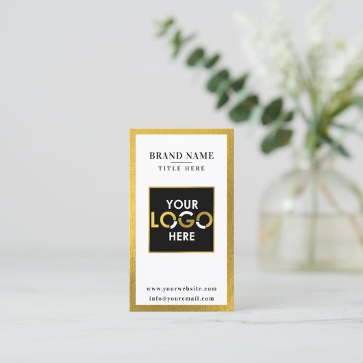 金ゴールドスキャン可能連絡デジタルQRコードロゴ 名刺 (スタンド正面)