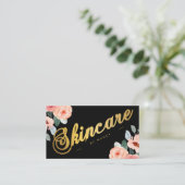 金ゴールドスキンケア台本書道水彩フローラ 名刺 (スタンド正面)