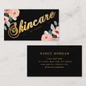 金ゴールドスキンケア台本書道水彩フローラ 名刺 (正面/裏面)