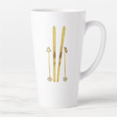 金ゴールドスキーとポール |レトロスキーイラストレーション カフェラテマグ (右)