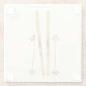 金ゴールドスキーとポール |レトロスキーイラストレーション ガラスコースター (裏面)