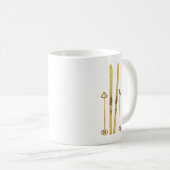 金ゴールドスキーとポール |レトロスキーイラストレーション コーヒーマグカップ (正面右)