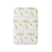 金ゴールドスキーとポール |レトロスキーパターン バスマット (正面縦)