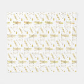 金ゴールドスキーとポール |レトロスキーパターン フリースブランケット (正面(横))