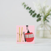 金ゴールドスキーとポール |レトロスキーリフト休日ピンク エンクロージャーカード (スタンド正面)