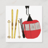 金ゴールドスキーとポール |レトロスキーリフト エンクロージャーカード (正面)