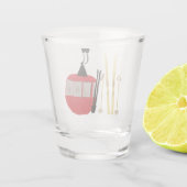 金ゴールドスキーとポール |レトロスキーリフト ショットグラス (裏面)