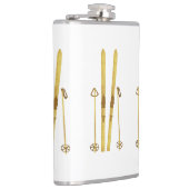 金ゴールドスキーとポール |ヴィンテージスキーイラストレーション フラスク (右)