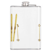 金ゴールドスキーとポール |ヴィンテージスキーイラストレーション フラスク (裏面)