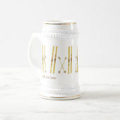 金ゴールドスキーポール |ヴィンテージスキーイラストレーションクリーム ビールジョッキ (正面左)