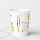 金ゴールドスキーポール |ヴィンテージスキーイラストレーションクリーム 紙コップ (裏面)