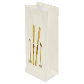 金ゴールドスキー&ポール |レトロスキーイラストレーション休日 ワインギフトバッグ (裏面アングル)