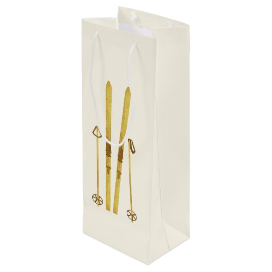 金ゴールドスキー&ポール |レトロスキーイラストレーション休日 ワインギフトバッグ (裏面アングル)