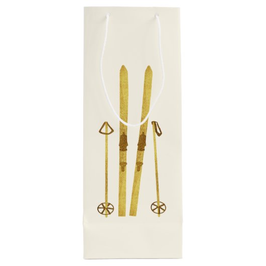 金ゴールドスキー&ポール |レトロスキーイラストレーション休日 ワインギフトバッグ (裏面)