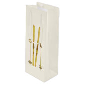 金ゴールドスキー&ポール |レトロスキーイラストレーション休日 ワインギフトバッグ (正面アングル)