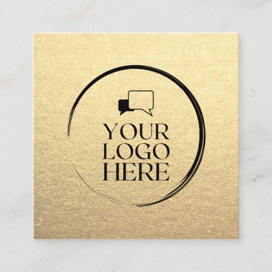金ゴールドスクエアあなたのロゴを追加カスタムシックなメタリック スクエア名刺 (正面)