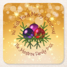 金ゴールドスクエアに一致するクリスマスの名前を追加紙C