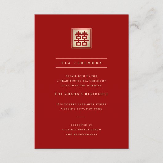 金ゴールドスクエアダブルハピネスシ中国のック結婚ズ エンクロージャーカード (正面)