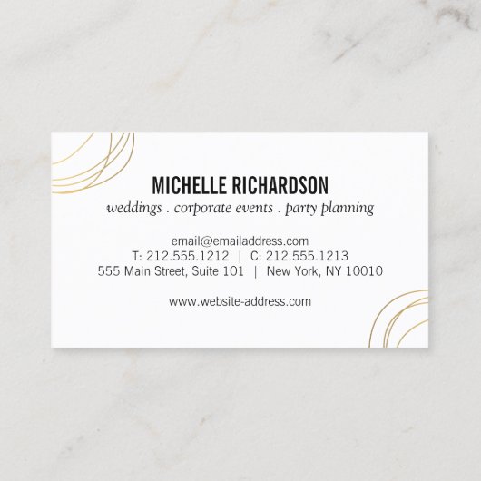 金ゴールドスクライブルはっきりした文字抽象デザイン 名刺 (裏面)