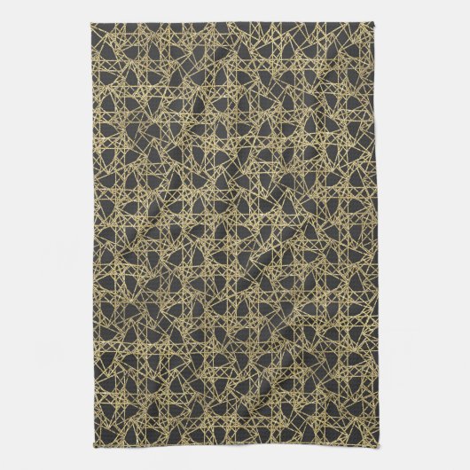 金ゴールドスクラッチモダンゴールデンユニークグラマー キッチンタオル (縦)