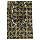 金ゴールドスクラッチモダンゴールデンユニークグラマー ミディアムペーパーバッグ (正面)