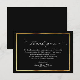 金ゴールドスクリエレガントプト悔やみや弔慰サンキューカード サンキューカード