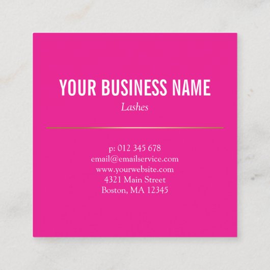 金ゴールドスクリプトと黒いまつげ スクエア名刺 (裏面)