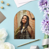 金ゴールドスクリプトのアクリル写真の卒業発表 アクリル招待状 (インサイチュ (ウェディング))