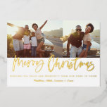 金ゴールドスクリプトのクリスマス2の写真モダン 箔シーズンカード<br><div class="desc">金ゴールドスクリプトmerry christmas数々の photostar モダン burstデザイン。</div>