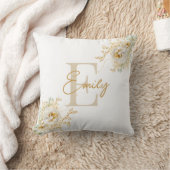 金ゴールドスクリプトのモノグラムモダン名エレガント クッション (ブランケット)