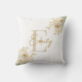 金ゴールドスクリプトのモノグラムモダン名エレガント クッション (裏面)