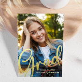 金ゴールドスクリプトの卒業写真エレガント 招待状