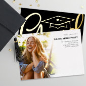 金ゴールドスクリプトの卒業写真テンプレート 箔招待状