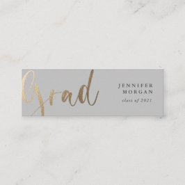 金ゴールドスクリプトの卒業名カード スキニー名刺