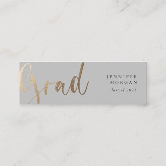 金ゴールドスクリプトの卒業名カード スキニー名刺 (正面)