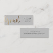 金ゴールドスクリプトの卒業名カード スキニー名刺 (正面/裏面)