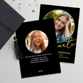 金ゴールドスクリプトの卒業数々の写真テンプレート 箔招待状