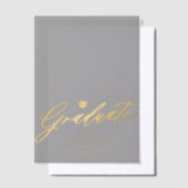 金ゴールドスクリプトの卒業発表vellumオーバーレイ ベラム紙招待状 (オフセット)
