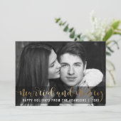 金ゴールドスクリプトの新しいホリデーブラック&ホワイト写真 シーズンカード (スタンド正面)