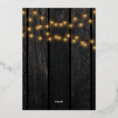 金ゴールドスクリプトひまわりの国の木材ブライダルシャワー 箔招待状 (裏面)