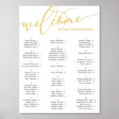 金ゴールドスクリプトようこそシーティングチャート任意のイベント 箔ポスター (正面)