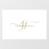 金ゴールドスクリプトイニシャルモノグラムミニマリストホワイト ウィンドウサイン (シート)