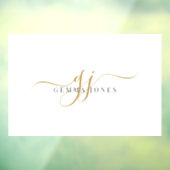 金ゴールドスクリプトイニシャルモノグラムミニマリストホワイト ウィンドウサイン (シート3)