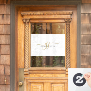 金ゴールドスクリプトイニシャルモノグラムミニマリストホワイト ウィンドウサイン